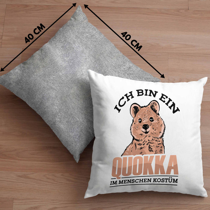 Lustige Kissen mit Füllung 40x40 Quokka-Motiv Geschenk für Quokka Liebhaber Menschen Kostüm (Grau) Grau Trendation