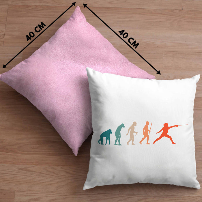Lustige Fechten-Kissen mit Füllung 40x40 Geschenk für Fechter Evolution (Grau) Rosa Trendation