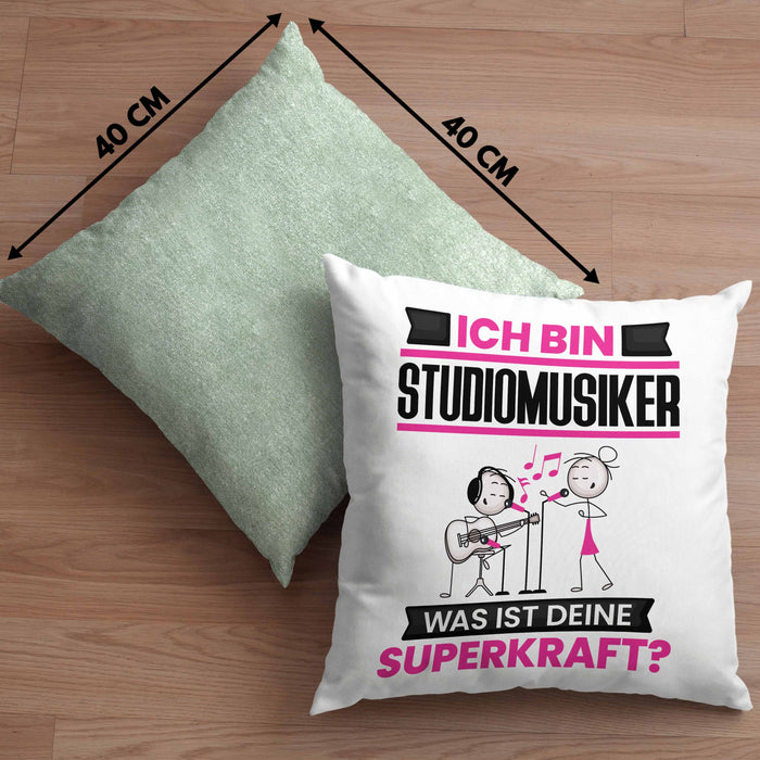 Studiomusiker Kissen mit Füllung 40x40 Geschenk für Studiomusiker Geburtstag Lustiger Spruch Was Ist Deine Superkraft (Grau) Grün Trendation
