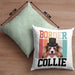 Border Collies Besitzer Kissen mit Füllung 40x40 Geschenk Lustiger Spruch Geschenkidee Retro Vinatge Border Collies (Grau) Grün Trendation