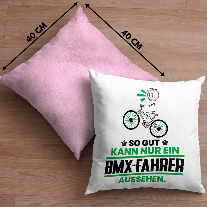 BMX-Fahrer Geschenk Kissen mit Füllung 40x40 So Gut Kann Nur Ein BMX-Fahrer Aussehen Geschenkidee (Grau) Rosa Trendation