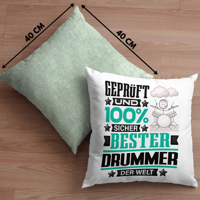 Drummer Geschenk Lustiger Spruch für Drummer Geschenkidee Bester Drummer Der WeltKissen mit Füllung 40x40 (Grau) Grün Trendation