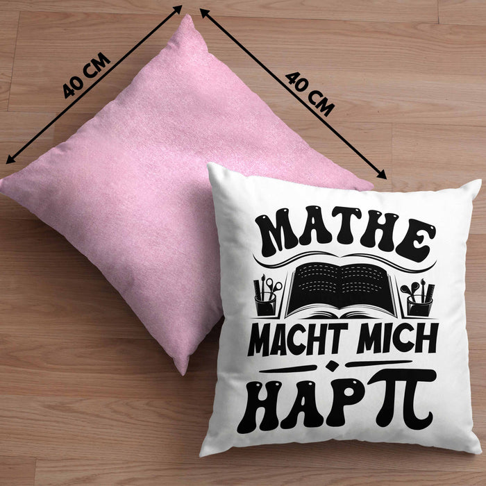 Mathe-Lehrer Kissen mit Füllung 40x40 Geschenkidee Mathe Macht Mit Happy Mathe-Liebhaber Geschenk Geburtstag Weihnachten Mathestudent (Grau) Rosa Trendation