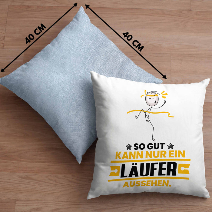 Läufer Geschenk Kissen mit Füllung 40x40 So Gut Kann Nur Ein Läufer Aussehen Geschenkidee (Grau) Blau Trendation