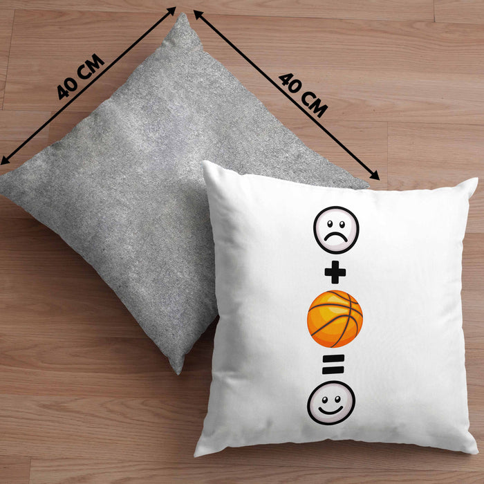 Basketball Kissen mit Füllung 40x40 Geschenk für Basketball-Spieler Geburtstag Lustige Geschenkidee :( + Basketball = :) (Grau) Grau Trendation