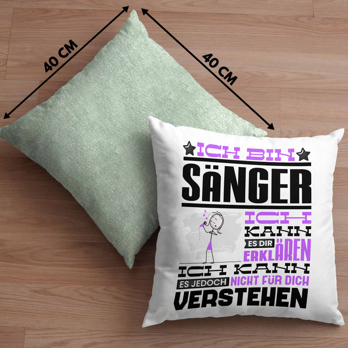 Sänger Geschenk Kissen mit Füllung 40x40 Geschenkidee für Sänger Geburtstag Lustiger Spruch Ich Bin Sänger Ich Kann Es Dir Erklären Aber Nicht Für Dich Verstehen (Grau) Grün Trendation