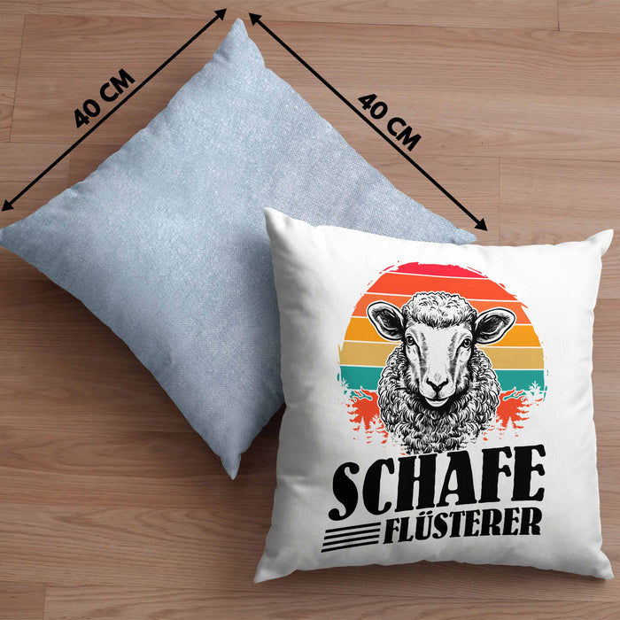 Schaf Kissen mit Füllung 40x40 Geschenk für Schaf-Hirte Schaf Flüsterer Geschenkdiee (Grau) Blau Trendation