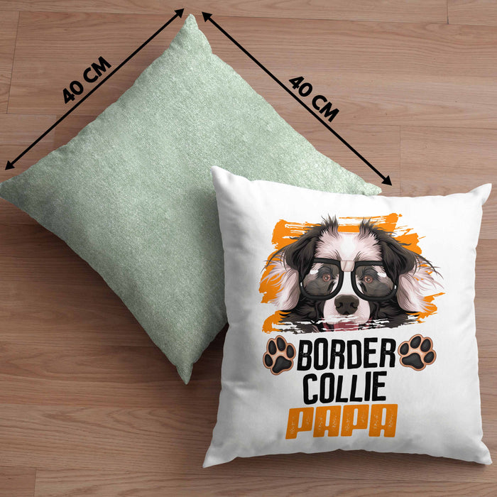 Border Collies Papa Besitzer Kissen mit Füllung 40x40 Geschenk Lustiger Spruch Geschenkidee Border Collies Liebhaber (Grau) Grün Trendation