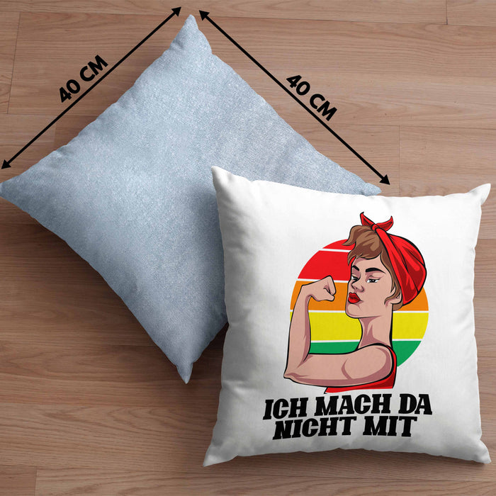 Lustige Feministen Kissen mit Füllung 40x40 Geschenk für starke Frauen Frauenpower Feminismus (Grau) Blau Trendation