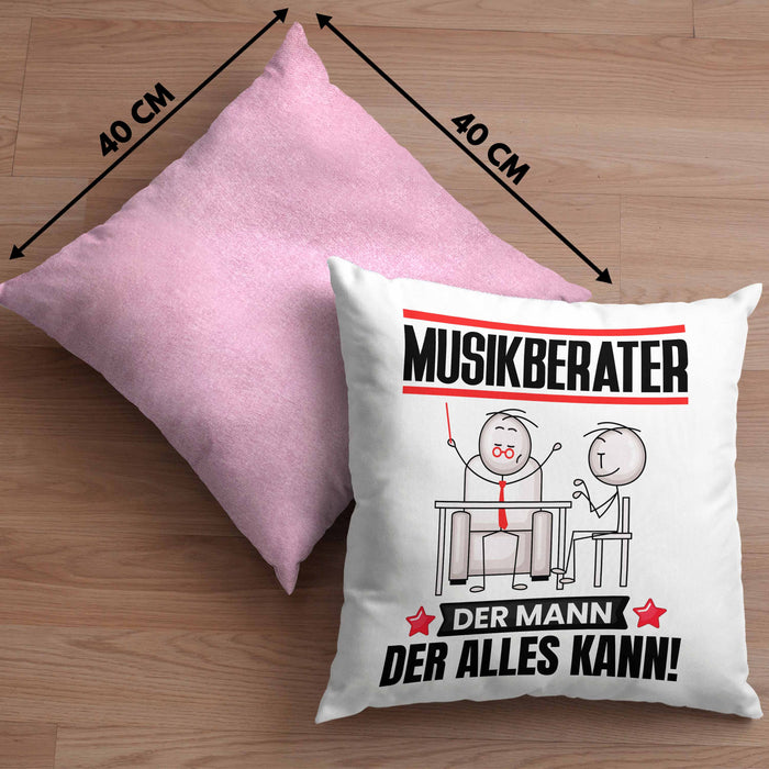 Musikberater Kissen mit Füllung 40x40 Geschenk für Musikberater Der Mann Der Alles Kann Geschenkidee zum Geburtstag (Grau) Rosa Trendation