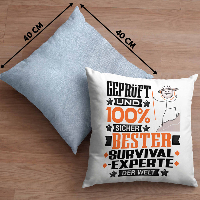 Survival-Experte Geschenk Lustiger Spruch für Survival-Experte Geschenkidee Bester Survival-Experte Der WeltKissen mit Füllung 40x40 (Grau) Blau Trendation