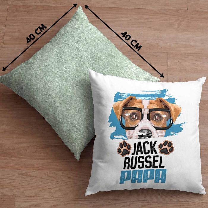 Jack Russell Papa Besitzer Kissen mit Füllung 40x40 Geschenk Lustiger Spruch Geschenkidee Jack Russell Liebhaber (Grau) Grün Trendation
