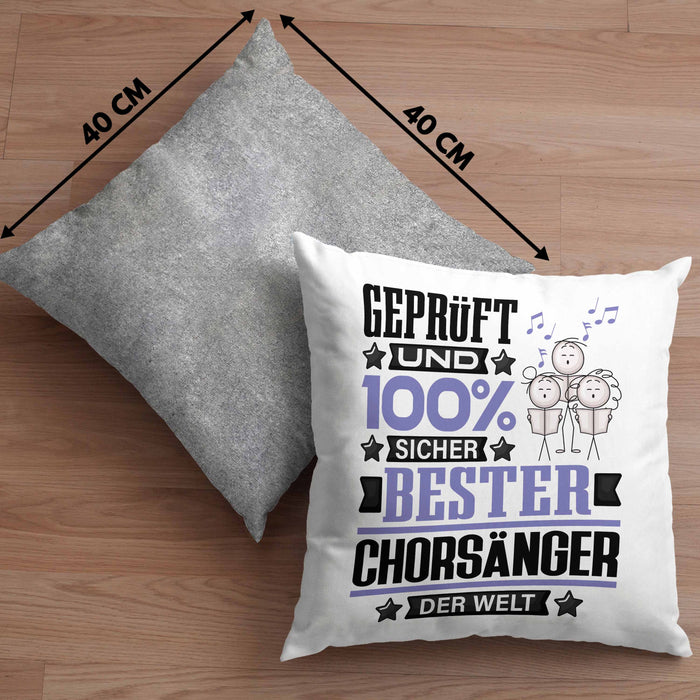 Chorsänger Geschenk Lustiger Spruch für Chorsänger Geschenkidee Bester Chorsänger Der WeltKissen mit Füllung 40x40 (Grau) Grau Trendation