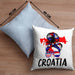 Croatia Kissen mit Füllung 40x40 Geschenk für Kroatische Frau Heimat Kroatien Geschenkidee (Grau) Blau Trendation