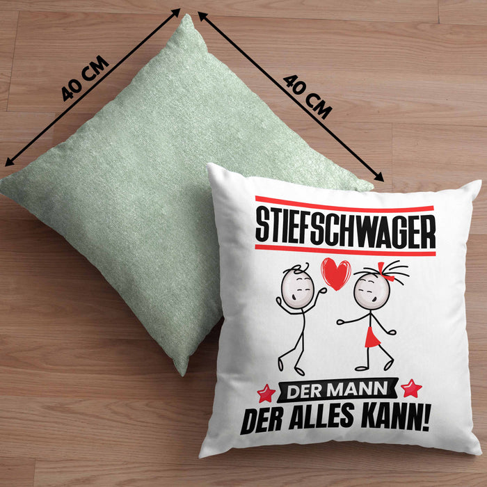 Stiefschwager Kissen mit Füllung 40x40 Geschenk für Stiefschwager Der Mann Der Alles Kann Geschenkidee zum Geburtstag (Grau) Grün Trendation