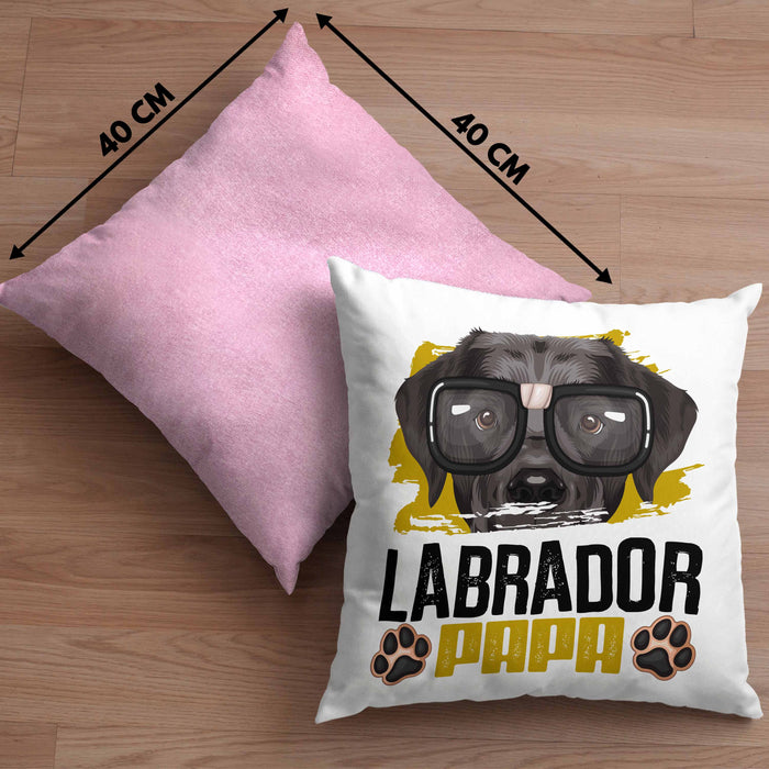 Labrador Papa Besitzer Kissen mit Füllung 40x40 Geschenk Lustiger Spruch Geschenkidee Labrador Liebhaber (Grau) Rosa Trendation