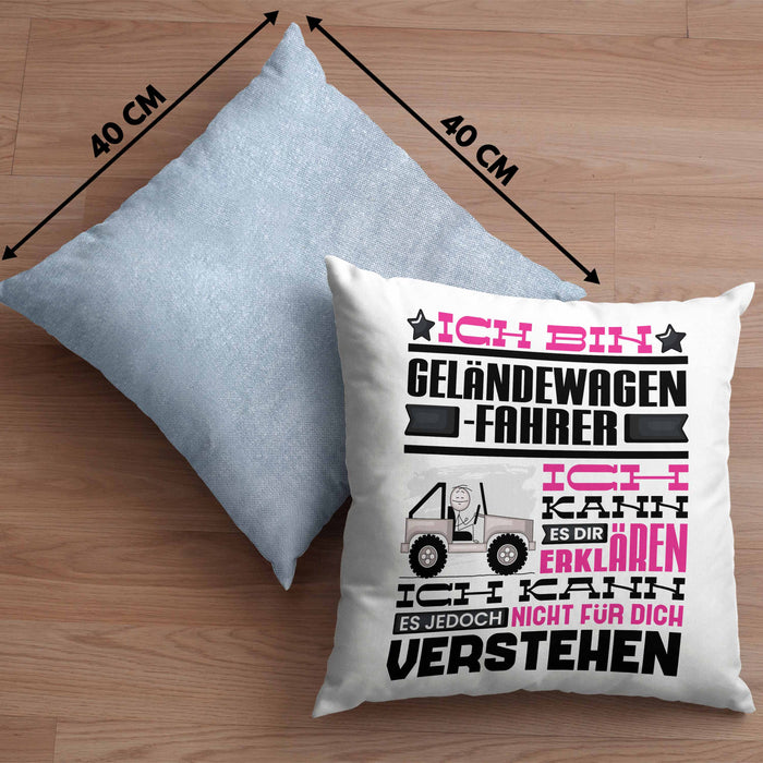 Geländewagenfahrer Geschenk Kissen mit Füllung 40x40 Lustige Geschenkdiee für einen Geländewagenfahrer Geburtstag Ich Bin Geländewagenfahrer Ich Kann Es Dir Erklären Aber Nicht Für Dich Verstehen (Grau) Blau Trendation