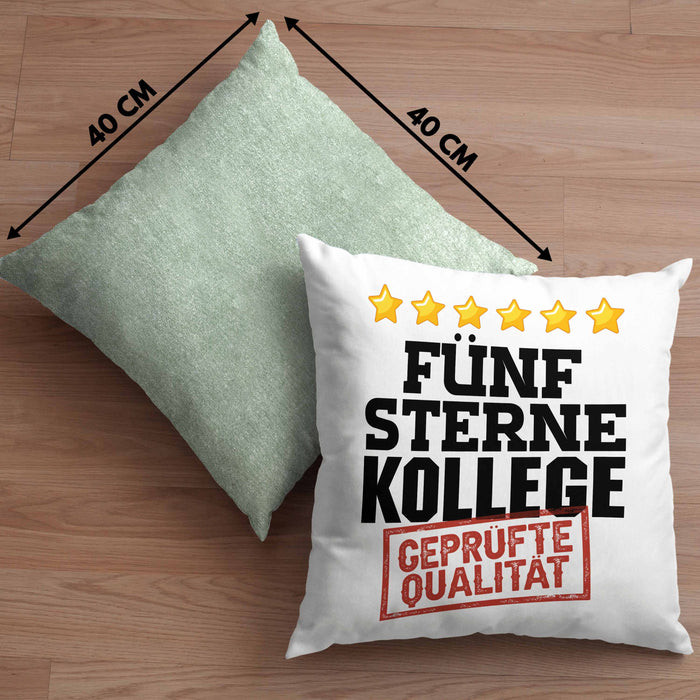 Bester Kollege Kissen mit Füllung 40x40 Geschenk für Besten Arbeitskollegen Lustiger Spruch 5 Sterne Kollege Geprüfte Qualität (Grau) Grün Trendation