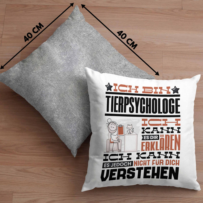 Tierpsychologe Geschenk Kaffee-Kissen mit Füllung 40x40 Geschenkidee für Tierpsychologe Ich Bin Tierpsychologe Ich Kann Es Dir Erklären Jedoch Nicht Für Dich Verstehen Spruch Lustig (Grau) Grau Trendation