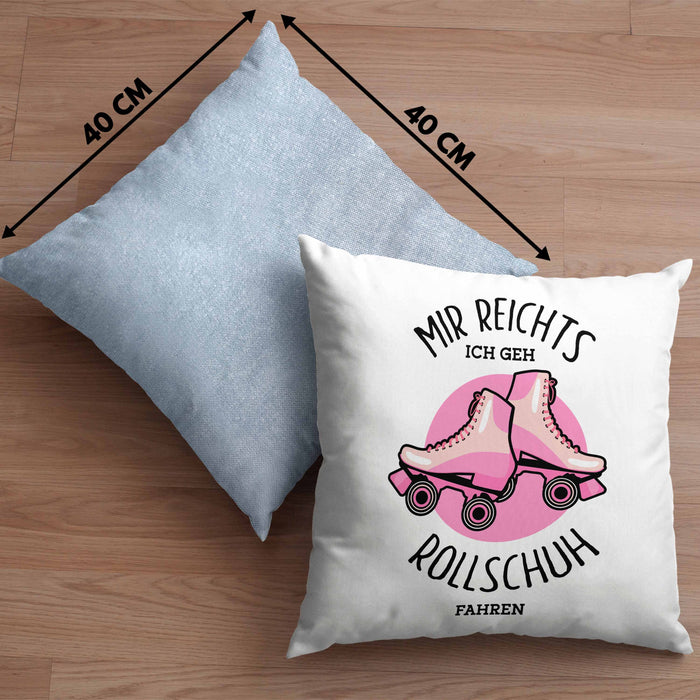 Lustige Rollschuh-Kissen mit Füllung 40x40 Geschenk für Rollschuhfahrerinnen Mir Reichts (Grau) Blau Trendation