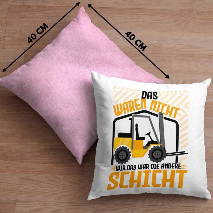 Staplerfahrer Kissen mit Füllung 40x40 Geschenk für Gabelstapelfahrer Lagerist Geschenkidee Lager (Grau) Rosa Trendation