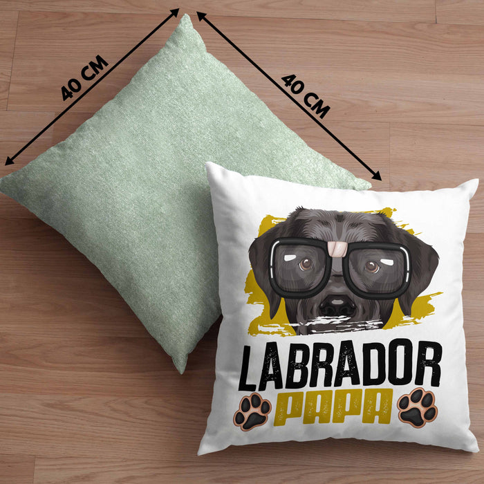 Labrador Papa Besitzer Kissen mit Füllung 40x40 Geschenk Lustiger Spruch Geschenkidee Labrador Liebhaber (Grau) Grün Trendation