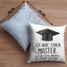 Master Bestanden Geschenk Abschluss Kissen mit Füllung 40x40 Spruch Master Graduation Bestandene Prüfung Geschenkidee (Grau) Blau Trendation