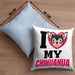 Chihuahua Besitzerin Kissen mit Füllung 40x40 Geschenk Lustiger Spruch Geschenkidee I Love My Chihuahua (Grau) Blau Trendation