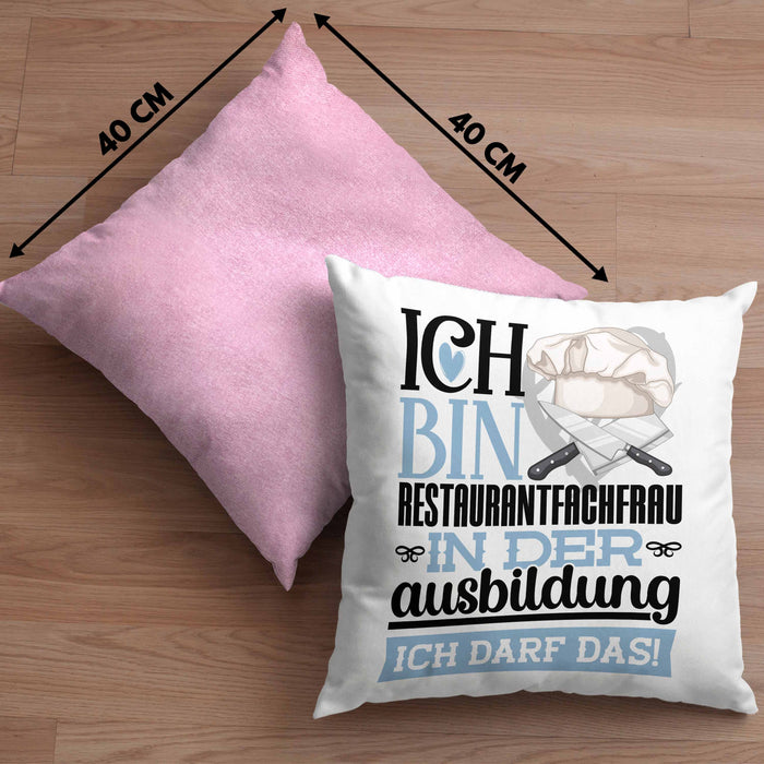 Restaurantfachfrau Ausbildung Start Geschenk Kissen mit Füllung 40x40 Ich Bin Restaurantfachfrau In Der Ausbildung Ich Darf Das Geschenkidee (Grau) Rosa Trendation