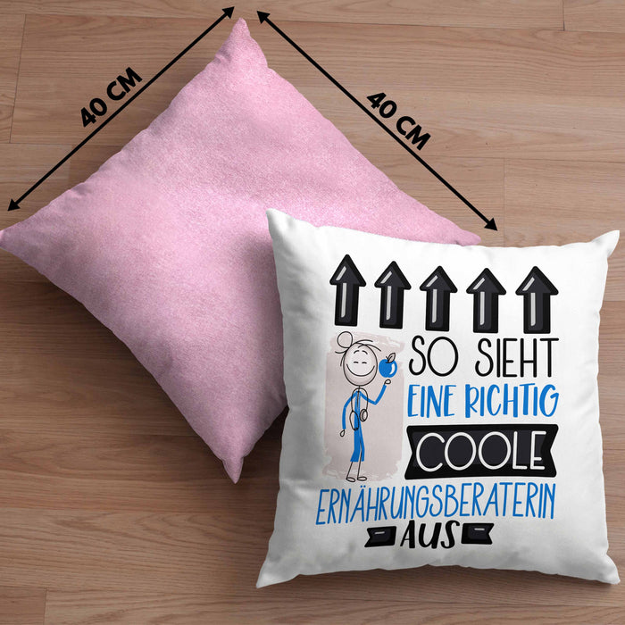 Ernährungsberaterin Geschenk Kissen mit Füllung 40x40 Lustig Geschenkidee für Ernährungsberaterin Geburtstag So Sieht Eine Richtig Coole Ernährungsberaterin Aus Frauen Spruch (Grau) Rosa Trendation