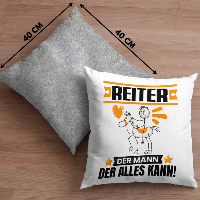 Reiter Kissen mit Füllung 40x40 Geschenk für Reiter Der Mann Der Alles Kann Geschenkidee zum Geburtstag (Grau) Grau Trendation