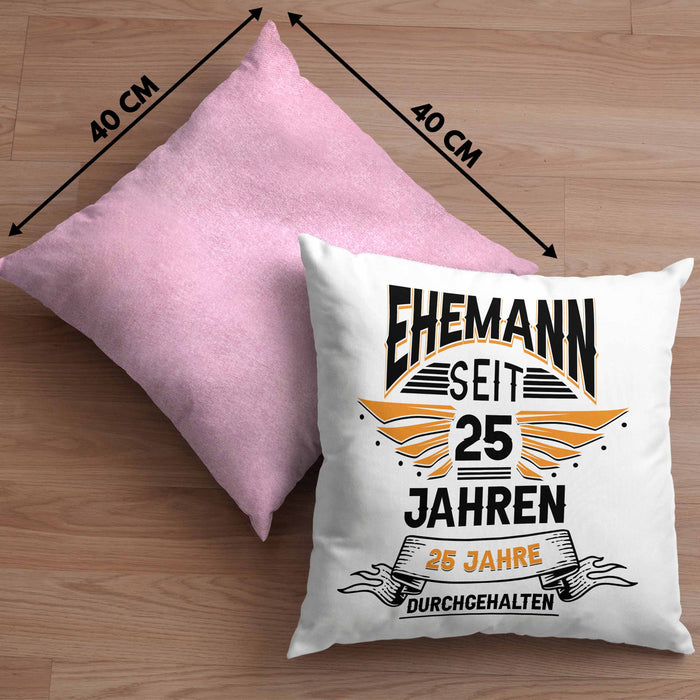 Ehemann Seit 25 Jahre Hochzeitstag Geschenk Lustiger Spruch Bester Ehemann JubiläumKissen mit Füllung 40x40 (Grau) Rosa Trendation