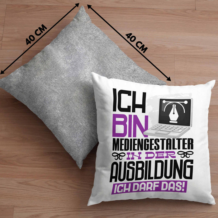 Mediengestalter Ausbildung Kissen mit Füllung 40x40 Geschenk Ich Bin Mediengestalter In Der Ausbildung Ich Darf Das Geschenkidee Spruch (Grau) Grau Trendation