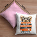 Yorkie-Besitzer Geschenk Kissen mit Füllung 40x40 Hund Yorkie Liebhaber Geschenkidee Vorsicht Vor Dem Frauchen Der Yorkie Ist Harmlos (Grau) Rosa Trendation