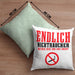 Endlich Nichttraucher Kissen mit Füllung 40x40 Geschenk Aufhören Zu Rauchen Befreie Dich Von Der Sucht (Grau) Grün Trendation