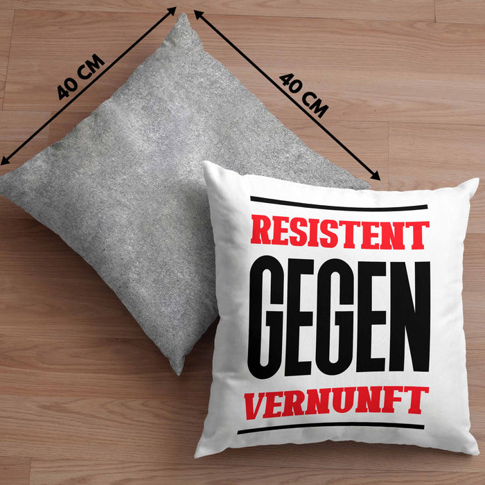System Kissen mit Füllung 40x40 Geschenk Spruch Lustig Resistent Gegen Vernupft Geschenkidee Geburtstag (Grau) Grau Trendation