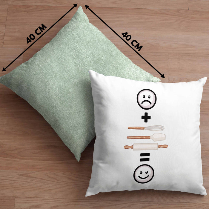 Bäcker Kissen mit Füllung 40x40 Geschenk für Bäckerei Bäcker Lustige Geschenkidee :( + Backen = :) Geburtstag (Grau) Grün Trendation