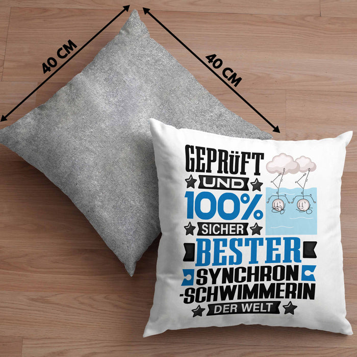 Synchronschwimmerin Geschenk Lustiger Spruch für Synchronschwimmerin Geschenkidee Bester Synchronschwimmerin Der WeltKissen mit Füllung 40x40 (Grau) Grau Trendation