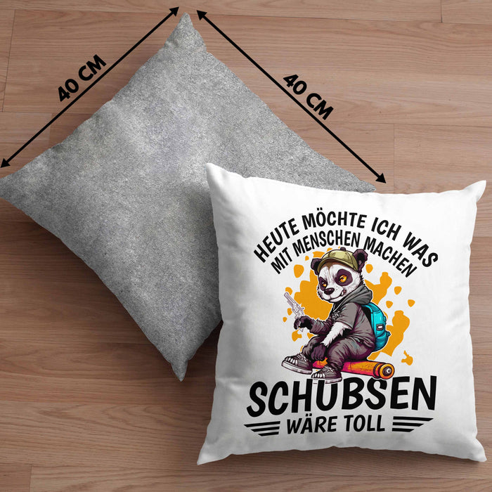 Lustige Kissen mit Füllung 40x40 Waschbär Heute Möchte Ich Was Mit Menschen Machen Schubsen Wäre Toll Sarkasmus Ironier Humor (Grau) Grau Trendation