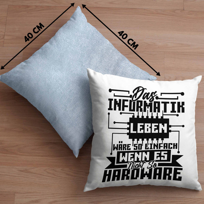 Informatiker Geschenk Kissen mit Füllung 40x40 Programmierer Coder Hardware Informatik IT (Grau) Blau Trendation