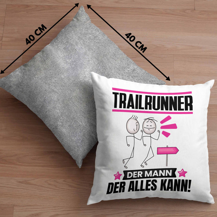 Trailrunner Kissen mit Füllung 40x40 Geschenk für Trailrunner Der Mann Der Alles Kann Geschenkidee zum Geburtstag (Grau) Grau Trendation