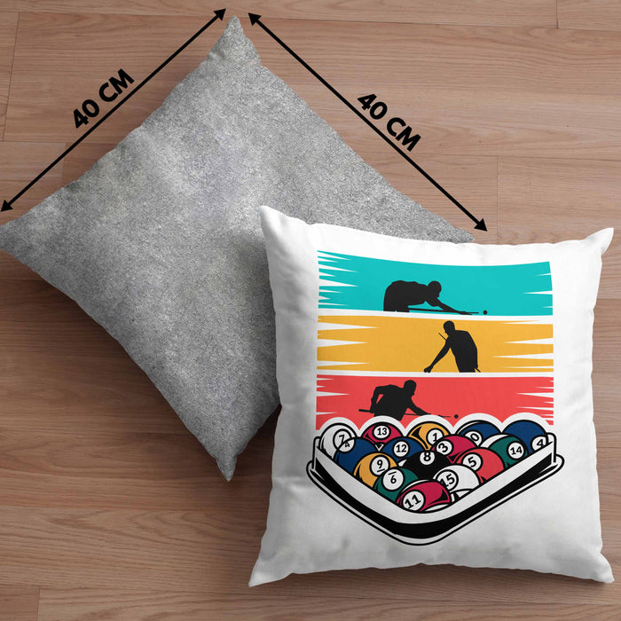 Billard Pool Kissen mit Füllung 40x40 Geschenk Queu Geschenkidee Spruch Grafik (Grau) Grau Trendation