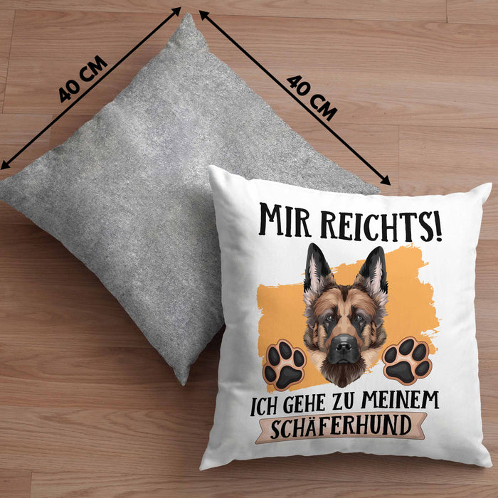 Schäferhund Besitzer Kissen mit Füllung 40x40 Geschenk Lustiger Spruch Geschenkidee Mir Reichts Ich Geh Zu Meinem Schäferhund (Grau) Grau Trendation