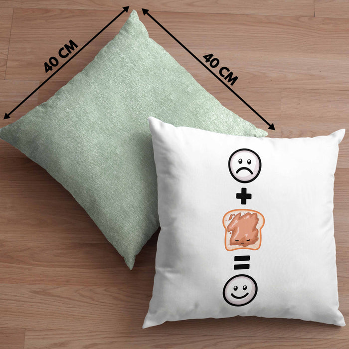 Erdnussbutter Kissen mit Füllung 40x40 Geschenk für Erdnussbutter-Liebhaber Lustige Geschenkidee :( + Peanutbutter = :) Geburtstag (Grau) Grün Trendation