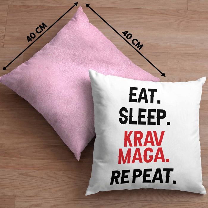 Krav Maga Kissen mit Füllung 40x40 Geschenk Kampfsportler Geschenkidee Selbstverteidigung (Grau) Rosa Trendation
