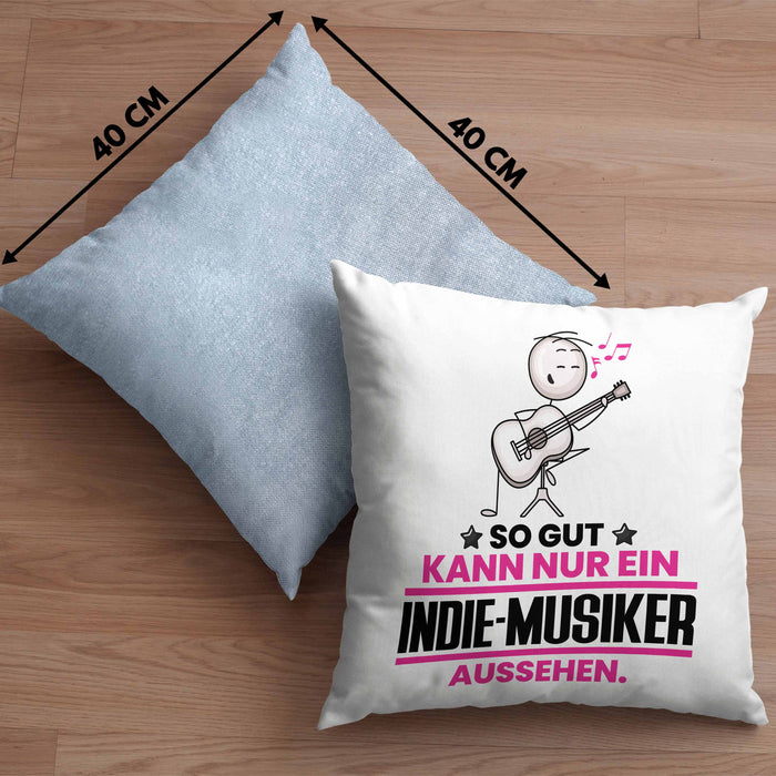 Indie-Musiker Geschenk Kissen mit Füllung 40x40 So Gut Kann Nur Ein Indie-Musiker Aussehen Geschenkidee (Grau) Blau Trendation