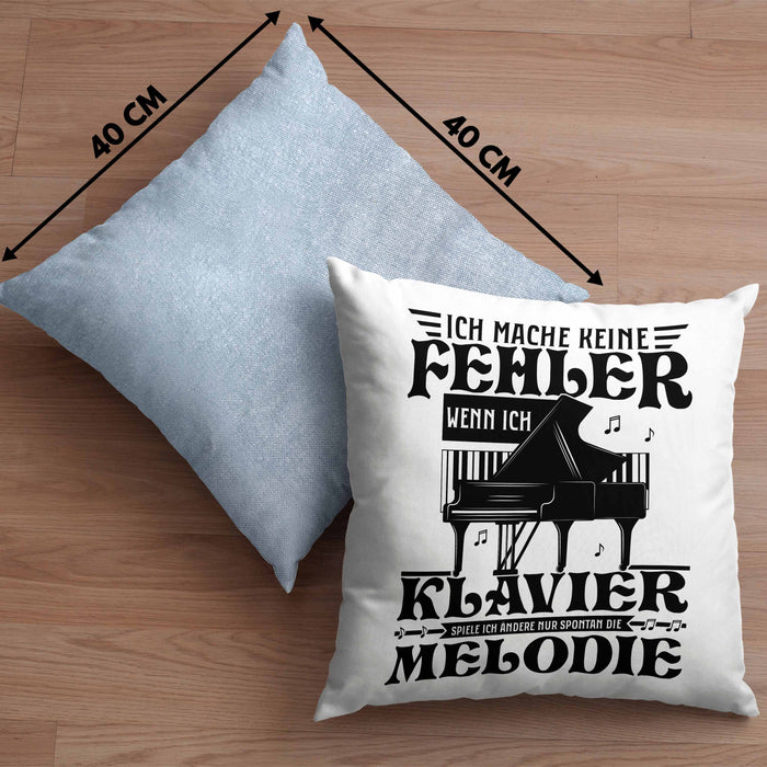 Klavier-Spieler Kissen mit Füllung 40x40 Geschenk Klavier Geschenkidee Flügel Musiker Ich Mache Keine Fehler Wenn Ich Klavier Spiele (Grau) Blau Trendation
