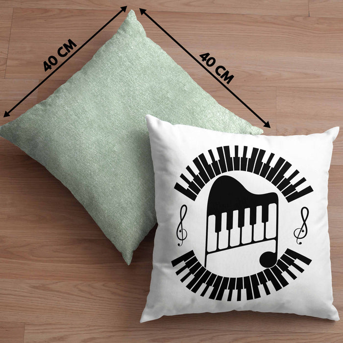 Piano-Spieler Kissen mit Füllung 40x40 Geschenk Klavier Geschenkidee Flügel Musiker Klavier Klavier-Spieler (Grau) Grün Trendation