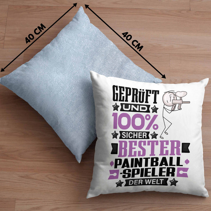Paintballspieler Geschenk Lustiger Spruch für Paintballspieler Geschenkidee Bester Paintballspieler Der WeltKissen mit Füllung 40x40 (Grau) Blau Trendation