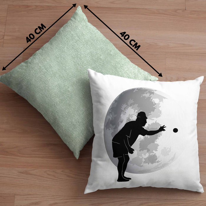Boule Kissen mit Füllung 40x40 Geschenk Boule-Spieler Geschenkidee Grafik Mond Boule (Grau) Grün Trendation
